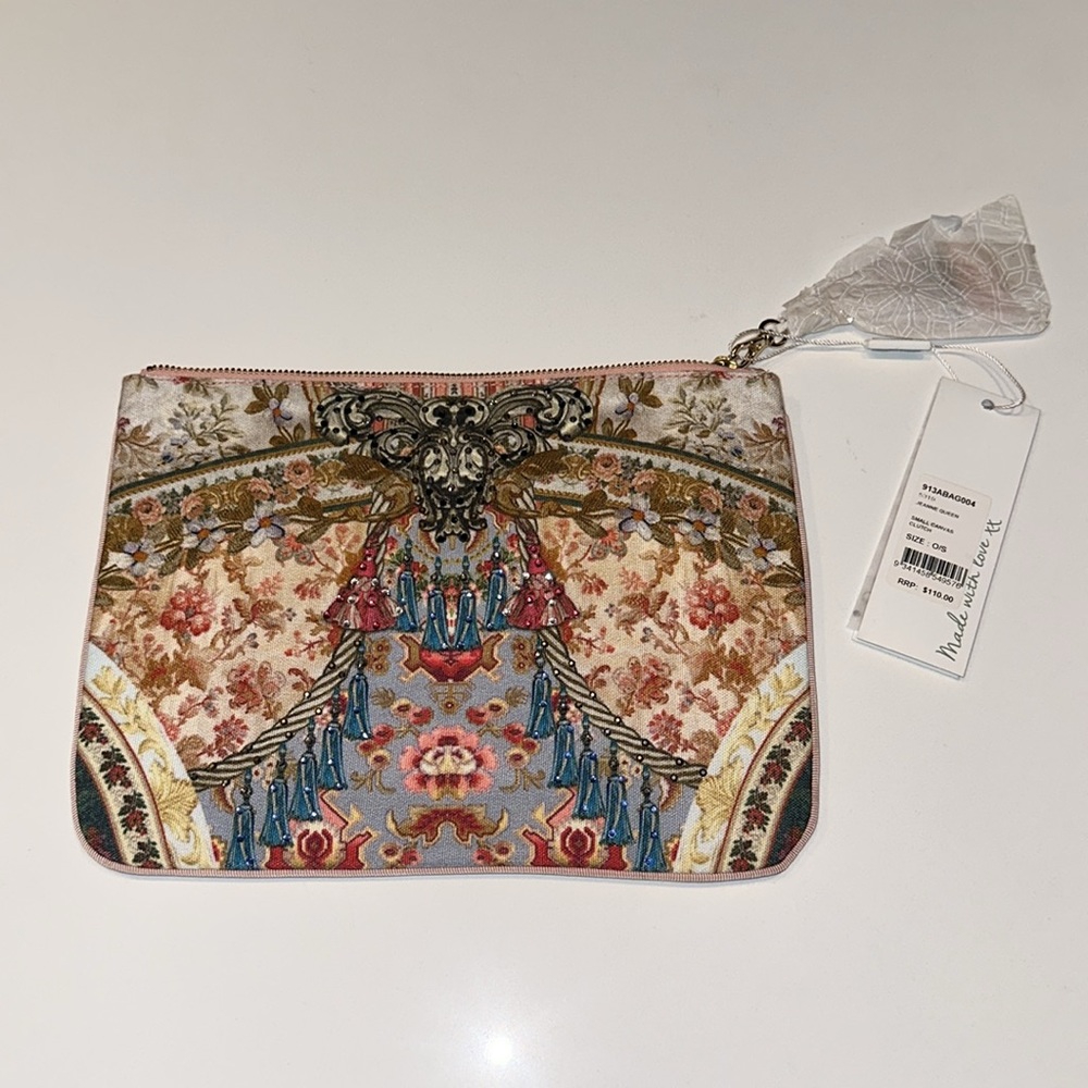 CAMILLA *Jeanne Queen* small canvas clutch bag pouch sac - Picture 3 of 4